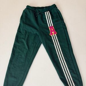 Green Adidas Joggers with Stripes